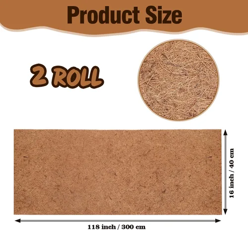 Vista 2 de Sawysine 2 rollos de 16 x 118 pulgadas, rollo de fibra de coco, tapete de fibra de coco natural, tapete para macetas para decoración de jardín