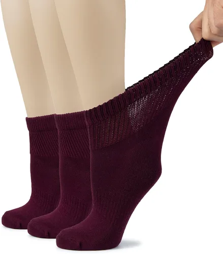 Vista 29 de Hugh Ugoli Calcetines tobilleros de algodón para mujer para diabéticos, anchos, sueltos, elásticos, puntera sin costuras, semiacolchado superior sin