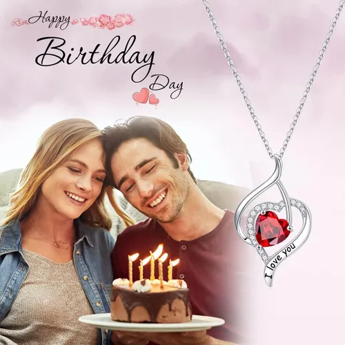 Vista 4 de Collar de piedra natal, regalos de amor para mujer, plata de ley 925, piedra preciosa natural o creada, joyería de piedra natal, regalo de San