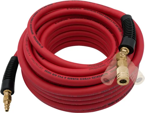 Vista 7 de INTERTOOL Manguera de compresor de aire 1/4-pulgada x 25 pies, ligera con acoplador rápido resistente y enchufe de servicio pesado - Resistente a