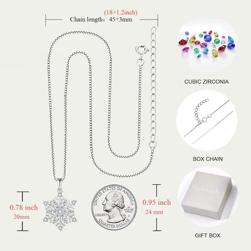 Vista 6 de STARCHENIE Collar con colgante de copo de nieve para mujer, joyería de plata de ley 925, Metal