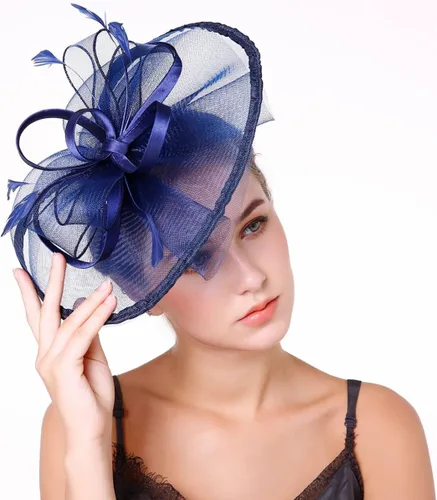 Vista 4 de Specell Sombreros de vestir morados, sombrero negro pastillero, sombreros de iglesia para mujer, tocado con diadema para mujer, naranja, sombrero