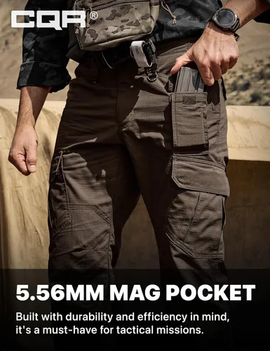 Vista 6 de CQR - Pantalones tácticos tipo cargo para hombre, tejido ripstop, resistentes al agua, ligeros, para uso diario, trabajo, senderismo o exteriores