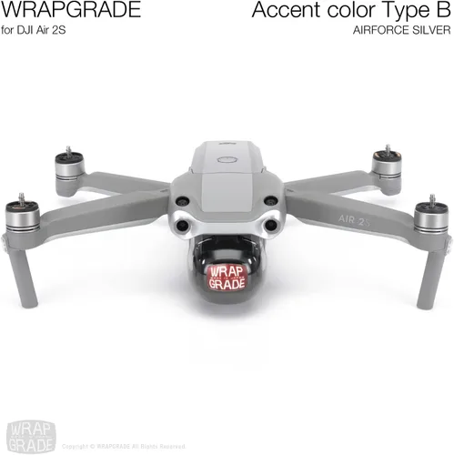Vista 2 de WRAPGRADE Funda compatible con DJI Air 2S Color de acento B (Airforce Silver)