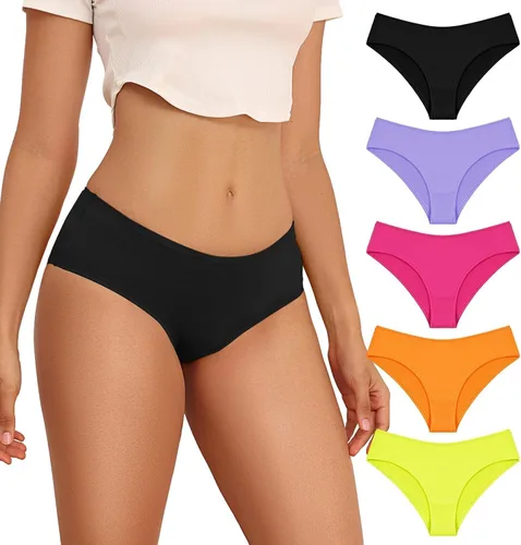 Vista 6 de Paquete de 5 tangas para mujer, ropa interior de algodón, sexy, suave, con espalda en T, paquete de 5