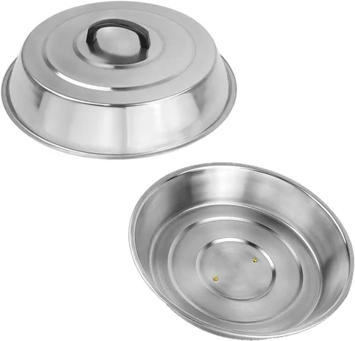 Vista 8 de Accesorios de BBQ - Cubierta de Cocción Redonda de Acero Inoxidable de 12 Pulgadas - Cúpula Derretidora de Queso Kit de Prensa de Parrilla Redonda