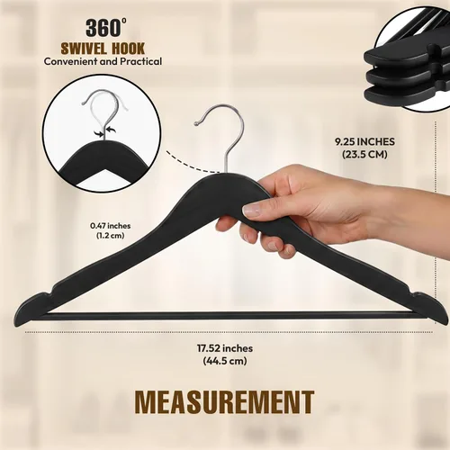 Vista 2 de Utopia Home Perchas de madera de alta calidad, paquete de 20 – Percha duradera y delgada – Percha para trajes con gancho giratorio de 360 grados