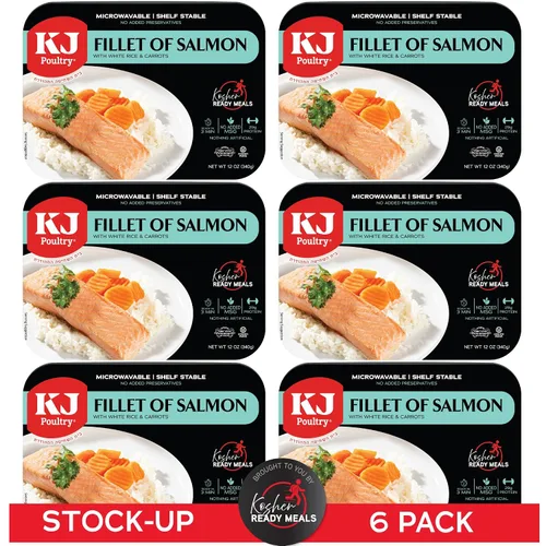 Vista 13 de KJ Poultry Kosher Ready Meals - Filete de salmón y pescado, comida Parve MRE lista para comer, alimentos proteicos, halal, (1 unidad) preparado