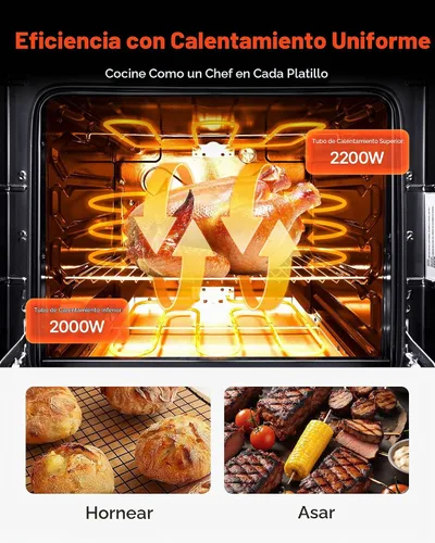 Vista 4 de Horno eléctrico VEVOR de 24 pulgadas, 2.7/4.8/6 pies cúbicos horno Negro