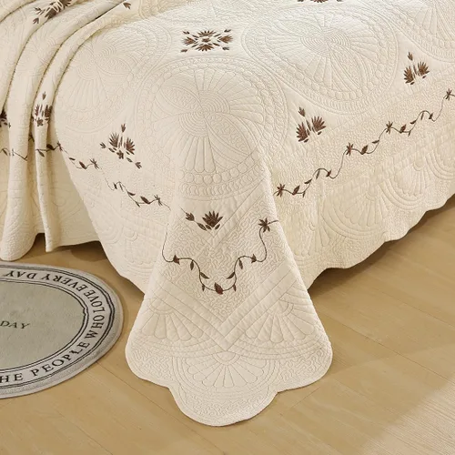 Vista 4 de vctops Juego de edredón reversible de 3 piezas tamaño matrimonial y Queen con fundas de almohada, colcha acolchada de algodón ligero, colcha bordada