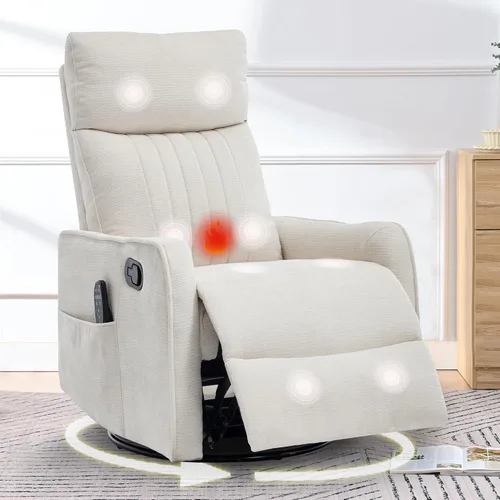 Vista 19 de cinkehome Silla mecedora reclinable giratoria pequeña para cuarto de bebé
