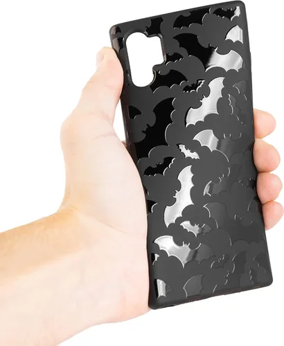 Vista 2 de Funda de teléfono negra mate compatible con Samsung Galaxy Note 10 4G 2019 – Funda protectora de goma delgada con diseño de murciélagos, diseño
