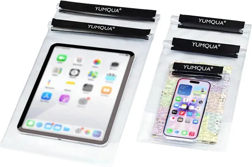 Vista 9 de YUMQUA Bolsa impermeable transparente, bolsa impermeable para documentos, soporte para pasaporte, funda hermética para mapas, bolsa impermeable a