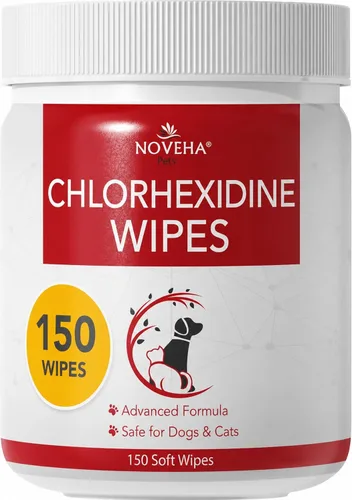 Vista 14 de NOVEHA 120 toallitas para mascotas formuladas XL para perros y gatos, seguras para pliegues faciales y de dedos, axilas, ingle, puntos calientes