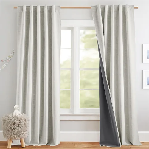 Vista 36 de NICETOWN Cortinas 100% opacas de 63 pulgadas de largo, 2 paneles de cortinas cortas con aislamiento térmico con forro para dormitorio, cortinas