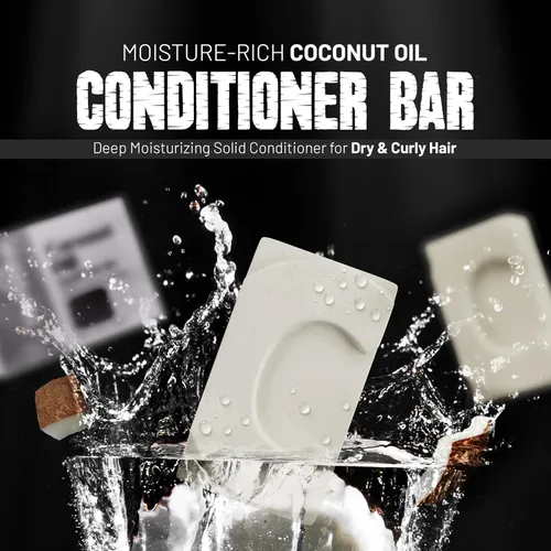 Vista 2 de Herbishh Barra de champú de aceite de ricino + barra de acondicionador de aceite de coco, juego nutritivo de cuidado del cabello sólido para cabello