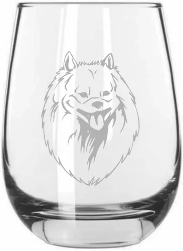 Vista 407 de Shar Pei (chino) - Vaso de vino sin tallo grabado para perro, 15.25 onzas