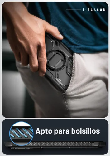 Vista 9 de i-Blason Armorbox - Funda MagSafe para Samsung Galaxy S24 Ultra con cubierta de cámara con soporte [compatible con cargador inalámbrico] Funda