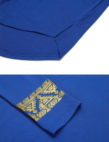 Vista 5 de Pacinoble - Camisa de manga larga para hombre con diseño africano, Dashiki, ajuste estrecho