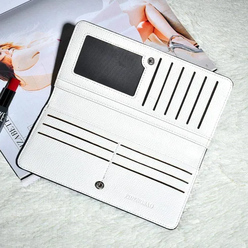 Vista 3 de NCKPRO Korean Style Men's Wallet Long Style Snap Button Wallet Ultra-Thin Toothpick Pattern Fashion Student Wallet Purse (Color Black)