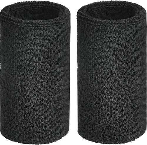 Vista 7 de WILLBOND 2 muñequeras de 6 pulgadas para hombres y mujeres, bandas de algodón atléticas de humedad para tenis, baloncesto, correr
