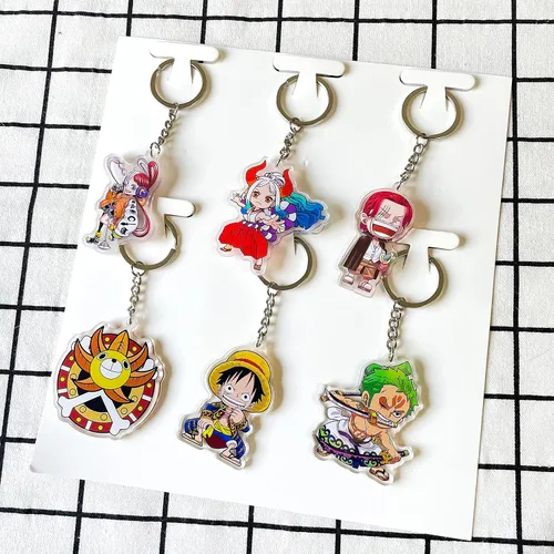 Vista 6 de Punchi - Llavero de pieza (6 piezas) para llaves, cartera, llavero de anime, fiesta de cosplay, suministros para niños, juego de regalos lindos