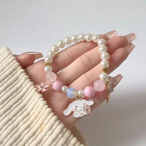 Vista 5 de ANZWTLOYY Juego de pulseras Kawaii con cuentas de cristal, pulseras de perlas de dibujos animados para niñas y mujeres, joyería de amistad, Cristal