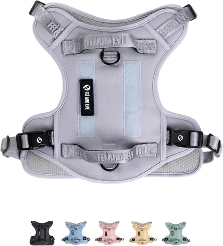 Vista 18 de Fei & Eve - Arnés para perro, sin tirones, nailon duradero, doble asa, panel táctico, pequeño (negro) 3-Point No-Pull Control, Dual Handle