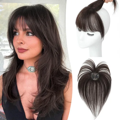 Vista 9 de Flequillo con Clip, Flequillo de Cabello con Clip, Flequillo Falso, Flequillo con Clip, Flequillo con Clip de Cabello Humano Real, Postizos Ombre