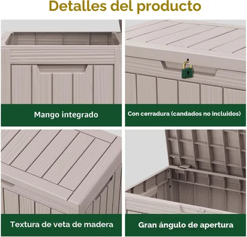 Vista 5 de EasyUp - Caja de almacenamiento para exteriores de 50 galones, impermeable, con cerradura 2-Gris