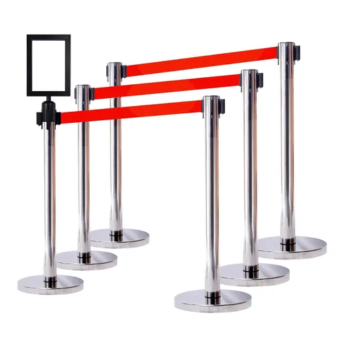 Vista 19 de VIP Crowd Control - Juego de barreras de seguridad con cinturones retráctiles, 91 cm de altura, cinturón de 198 cm y soporte de pared Cinturón