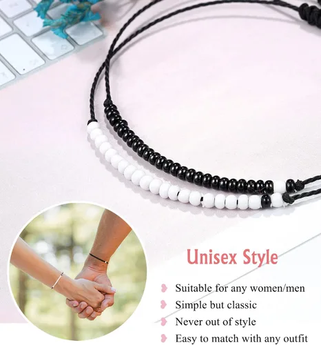 Vista 3 de UNGENT THEM Pinky Promise - Pulsera a juego para parejas, alma gemela, hombre, relación a distancia, regalos para mujeres, hombres, él, ella