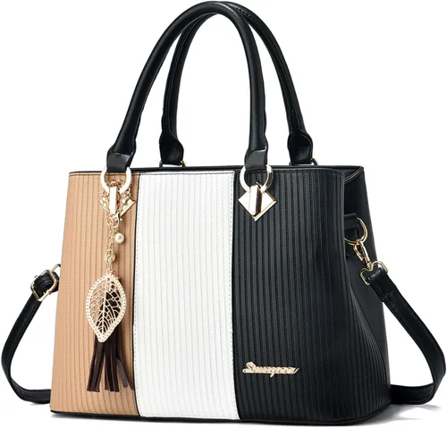 Vista 8 de Bolsos y carteras para mujer de cuero, bolso tote, bolso de hombro mediano, bolso bandolera con asa superior para damas