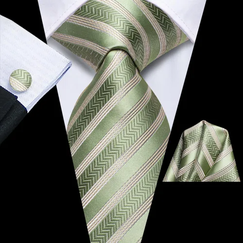 Vista 278 de Hi-Tie Corbatas de seda para hombre, diseño de cachemira a rayas, con bolsillo, gemelos cuadrados, conjunto formal de negocios
