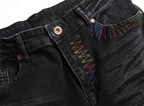 Vista 6 de AITITIA Jeans elásticos de ajuste regular rasgados para hombre