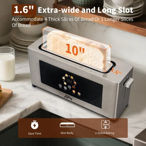 Vista 9 de Tostadora de 2 rebanadas con pantalla táctil, ranura extra ancha, 6