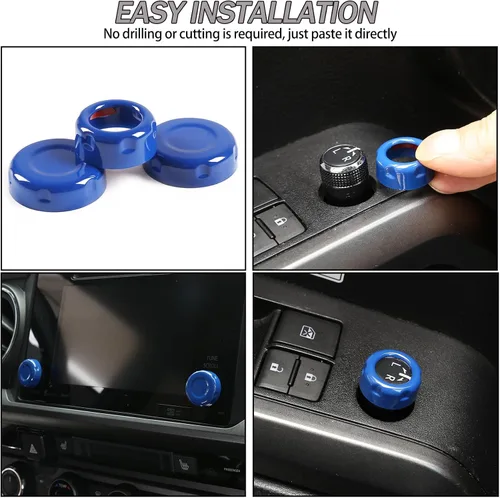 Vista 6 de Lcojicep Cubierta circular de botón de volumen para consola central de automóvil compatible con Tacoma 2015-2022, accesorios de decoración de ABS