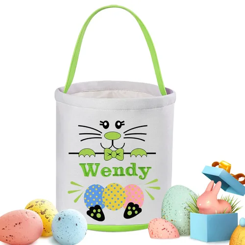 Vista 12 de Cestas de Pascua personalizadas para niños y niñas, canasta de conejo de Pascua de Touber para niños pequeños, canasta de caza de huevos de Pascua