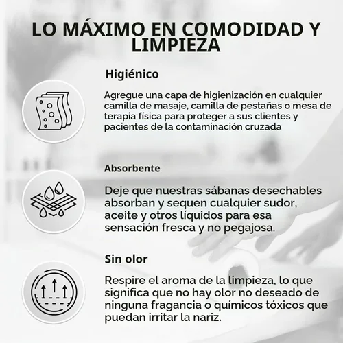 Vista 4 de Funda Desechable para Cama de Masaje - Material Desechable No Tejido - Ideal para Spa, Mesa de Masaje, Tatuaje, Mesa de Depilación con Cera