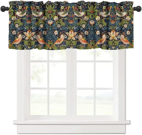 Vista 29 de William Morris - Cenefa de cocina, diseño retro de ladrones de fresas, estampado floral, para cocina, sala de estar, baño, cafetería, decoración