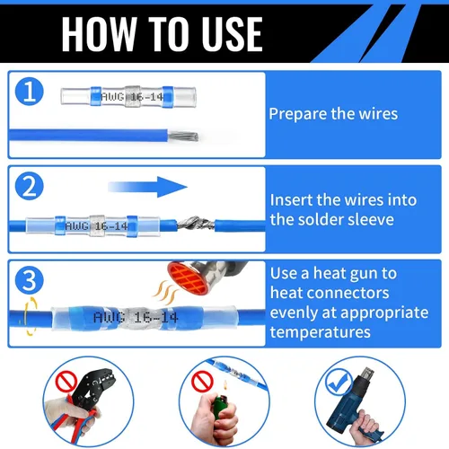 Vista 5 de 450 piezas de conectores de cable con sello de soldadura, conector de tope termorretráctil autosoldable, manga de soldadura impermeable, aislado