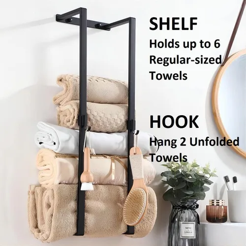 Vista 3 de MANYHORSES Toallero montado en la pared, toalleros para baño, almacenamiento de toallas de baño, organizador de toallas de baño de metal para pared