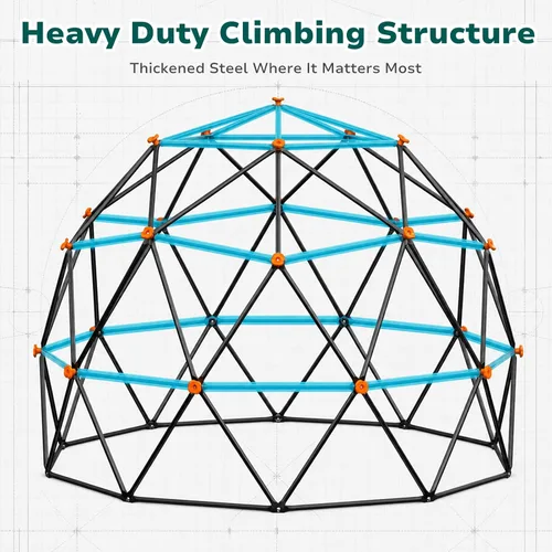Vista 4 de Hapfan 7.2 ft Tall Climbing Dome Swing Set with Saucer Swing for Kids 3-12 Large Jungle Gym Dome Climber, 950lbs Total Capacity, Rust-resistant