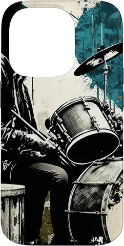 Vista 17 de Black White Drummer Music Lover Drumming Drummer Graphic Case for iPhone 17