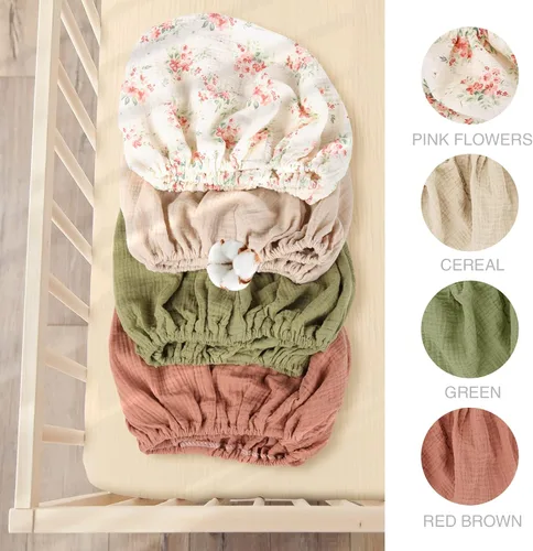 Vista 4 de Metplus Sábanas suaves y transpirables 100% de muselina de algodón para cuna de cuna, 16 x 32 pulgadas, ropa de cama duradera para niños y niñas