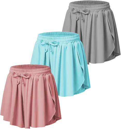 Vista 9 de Pantalones cortos fluidos con diseño de mariposa para niñas, pantalones cortos deportivos para niños pequeños y jóvenes con forro 2 en 1