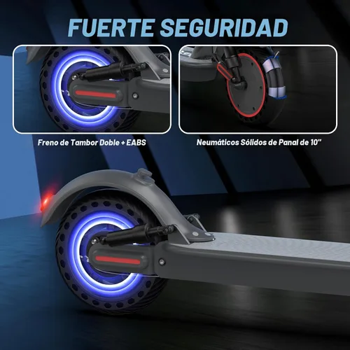 Vista 4 de KEQ Electric Scooter Adults with Dual Suspension 10" Solid Tires Max 22Mph 500W Motor 30 Miles Range Dual Braking System Portable & Foldable E Negro