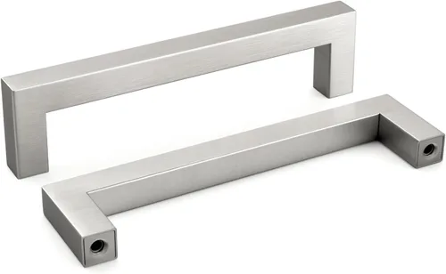 Vista 16 de homdiy Paquete de 1 tirador de gabinete de níquel cepillado de 3-3/4 pulgadas, manijas cuadradas de acero inoxidable para puerta de armario