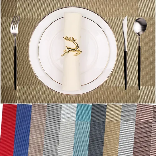 Vista 19 de Manteles individuales de vinilo resistentes al calor, lavables, fáciles de limpiar, manteles individuales de plástico para cocina, mesa de comedor