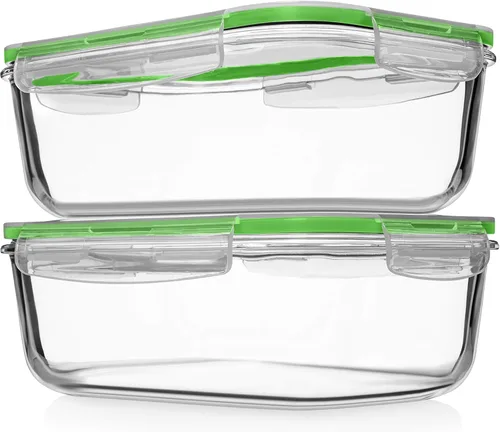 Vista 15 de Razab 4 recipientes grandes de vidrio para almacenar alimentos de 62.9 fl oz / 63 onzas / 8 tazas con tapas, recipientes de vidrio para preparar